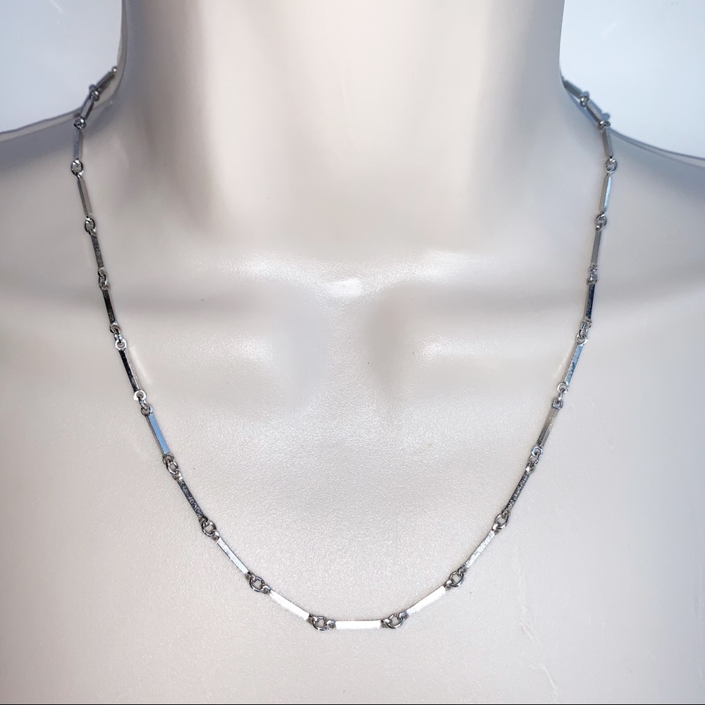 Sterling Silver 925 Bar Chain Link Necklace Dainty Simple